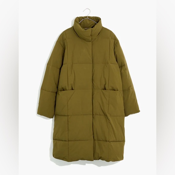 Madewell Olive Green (Kale) Duvet Puffer Coat Size M NWT